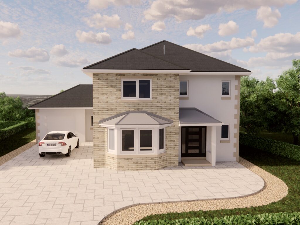 exterior view of The Linhope 4 bedroom detached house for sale Village Meadows Lowick Northumberland
