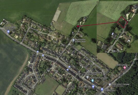 Aerial shot of land or sale in Ayton Eyemouth