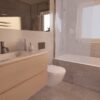 Family bathroom Village MEadows wall hung vanity and thermostatic shower