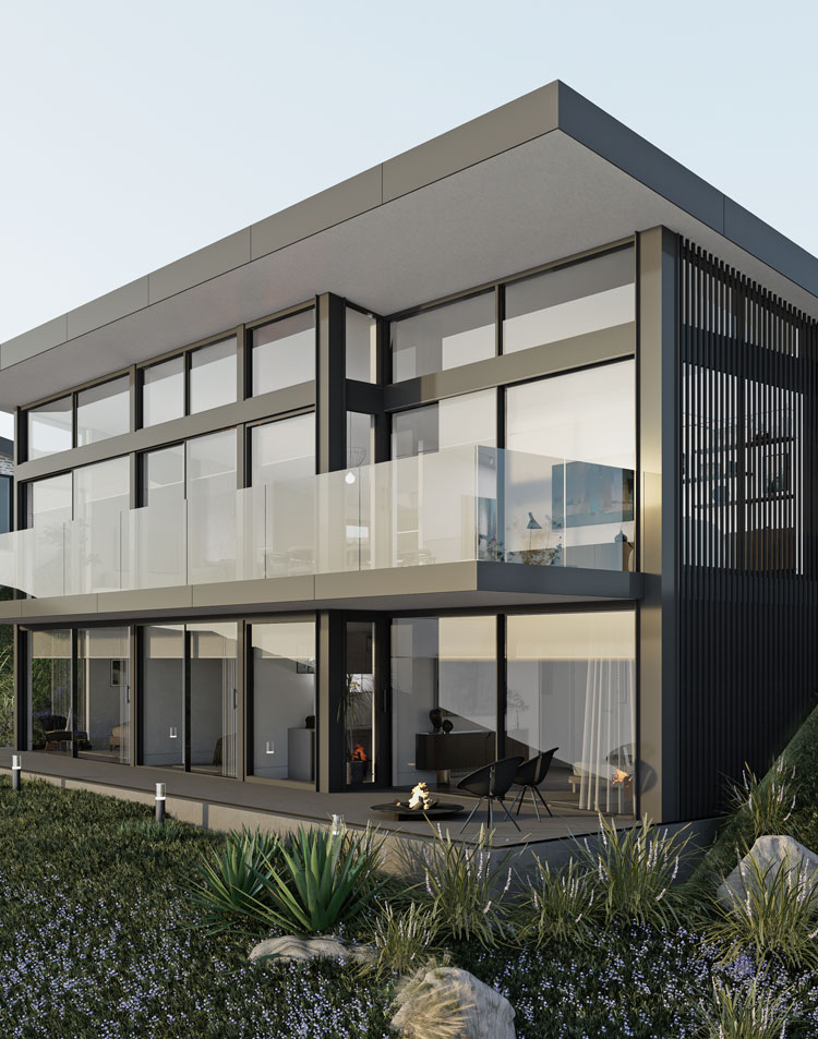 glazed rear facade offering panoramic views at luxury new development sandbank in spittal