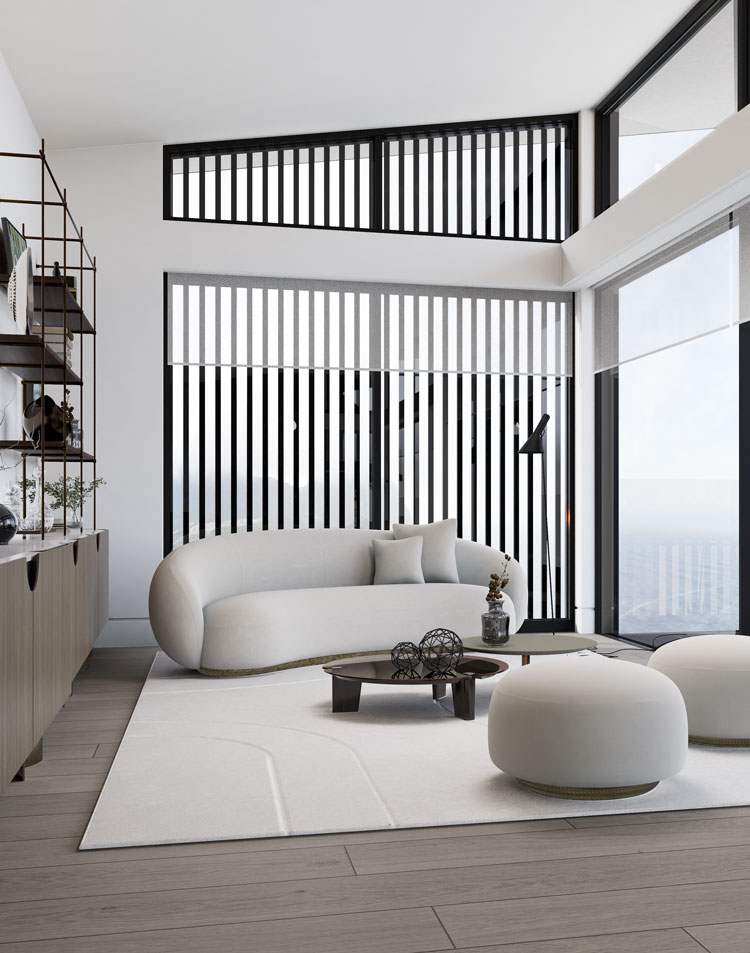 Panoramic sea views from the contemporary formal lounge at luxury new development sandbank